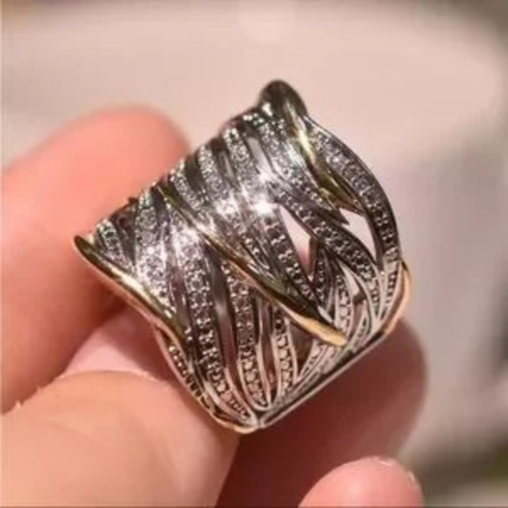 Vintage 925 Silver Ring White Promise Wedding Band Ring